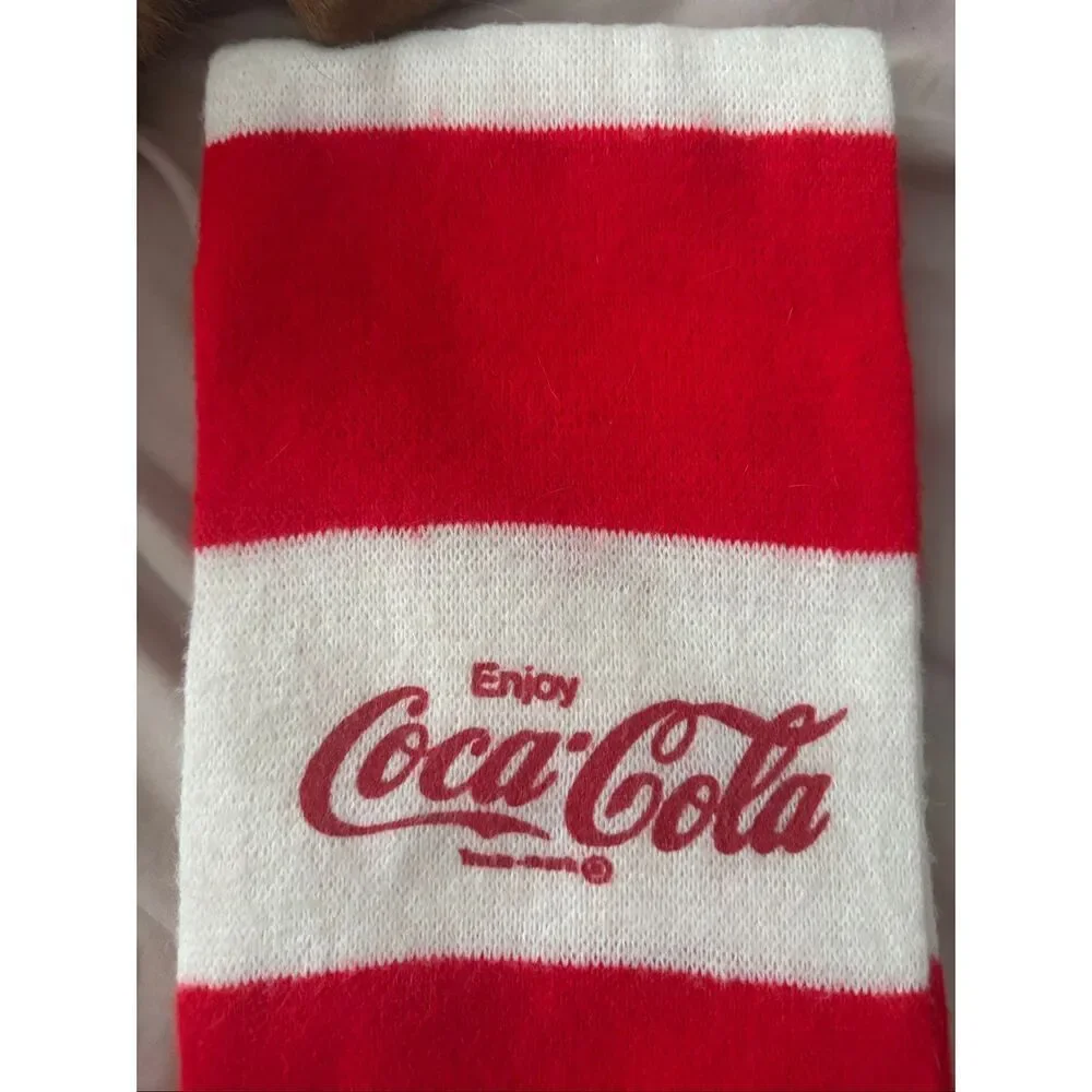 Coca Cola Red And White Striped Scarf